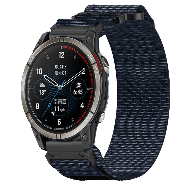 For Garmin Quatix 7 Pro 22mm Nylon Hook And Loop Fastener Watch Band(Blue) - Watch Bands by PMC TechLife | Online Shopping South Africa | PMC TechLife