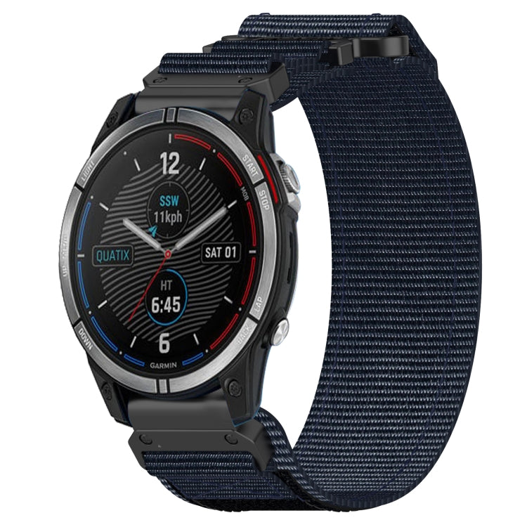 For Garmin Quatix 7 22mm Nylon Hook And Loop Fastener Watch Band(Blue) - Watch Bands by PMC TechLife | Online Shopping South Africa | PMC TechLife