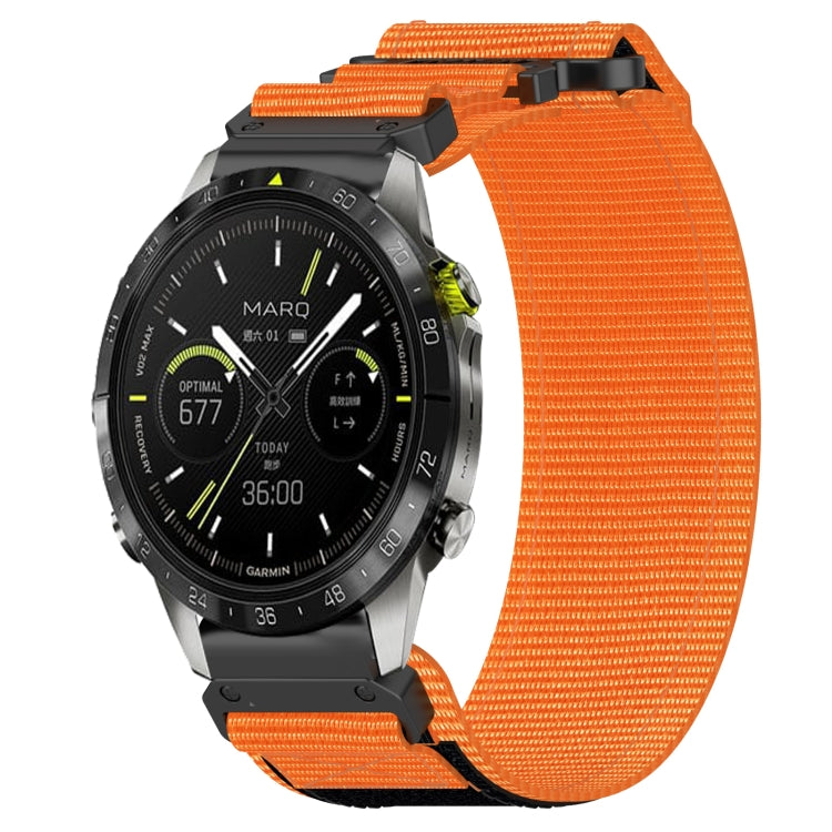For Garmin MARQ Athlete Gen 2 22mm Nylon Hook And Loop Fastener Watch Band(Orange) - Watch Bands by PMC TechLife | Online Shopping South Africa | PMC TechLife