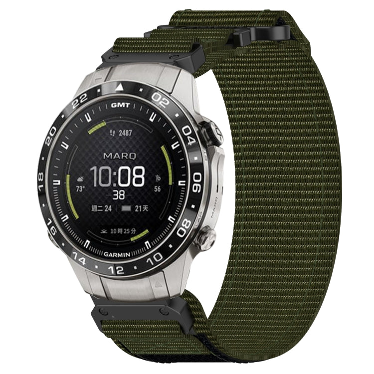 For Garmin MARQ Aviator Gen 2 22mm Nylon Hook And Loop Fastener Watch Band(Army Green) - Watch Bands by PMC TechLife | Online Shopping South Africa | PMC TechLife