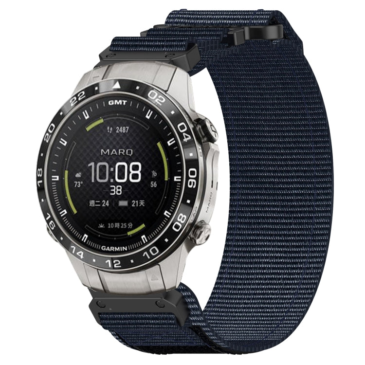 For Garmin MARQ Aviator Gen 2 22mm Nylon Hook And Loop Fastener Watch Band(Blue) - Watch Bands by PMC TechLife | Online Shopping South Africa | PMC TechLife