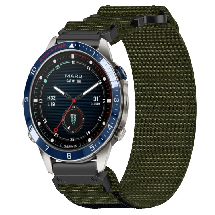 For Garmin MARQ Captain Gen 2 22mm Nylon Hook And Loop Fastener Watch Band(Army Green) - Watch Bands by PMC TechLife | Online Shopping South Africa | PMC TechLife