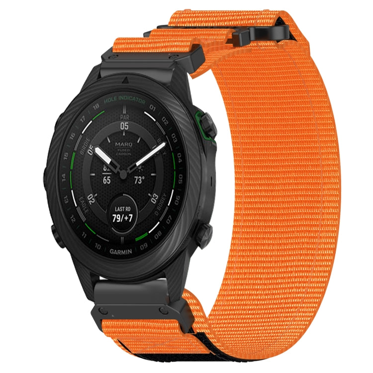 For Garmin MARQ Golfer Gen 2 22mm Nylon Hook And Loop Fastener Watch Band(Orange) - Watch Bands by PMC TechLife | Online Shopping South Africa | PMC TechLife | Buy Now Pay Later Mobicred