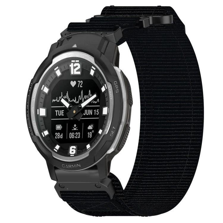 For Garmin Instinct Crossover 22mm Nylon Hook And Loop Fastener Watch Band(Black) - Watch Bands by PMC TechLife | Online Shopping South Africa | PMC TechLife