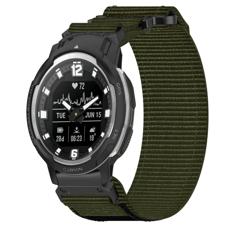 For Garmin Instinct Crossover 22mm Nylon Hook And Loop Fastener Watch Band(Army Green) - Watch Bands by PMC TechLife | Online Shopping South Africa | PMC TechLife