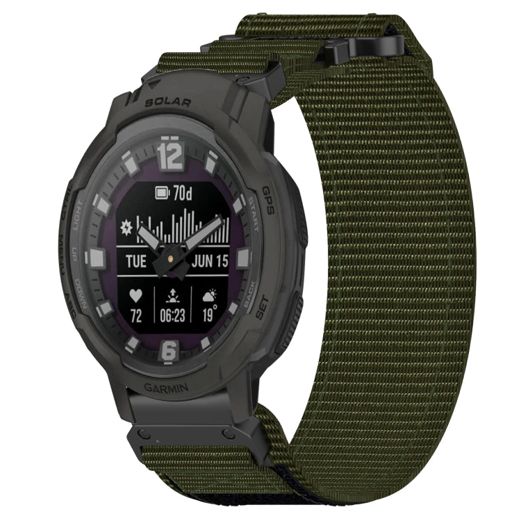 For Garmin Instinct Crossover Solar 22mm Nylon Hook And Loop Fastener Watch Band(Army Green) - Watch Bands by PMC TechLife | Online Shopping South Africa | PMC TechLife