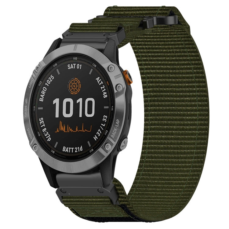 For Garmin Fenix 7 22mm Nylon Hook And Loop Fastener Watch Band(Army Green) - Watch Bands by PMC TechLife | Online Shopping South Africa | PMC TechLife