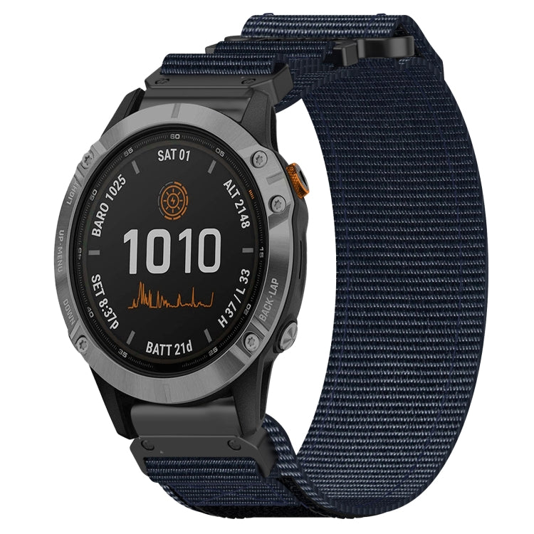 For Garmin Fenix 7 22mm Nylon Hook And Loop Fastener Watch Band(Blue) - Watch Bands by PMC TechLife | Online Shopping South Africa | PMC TechLife