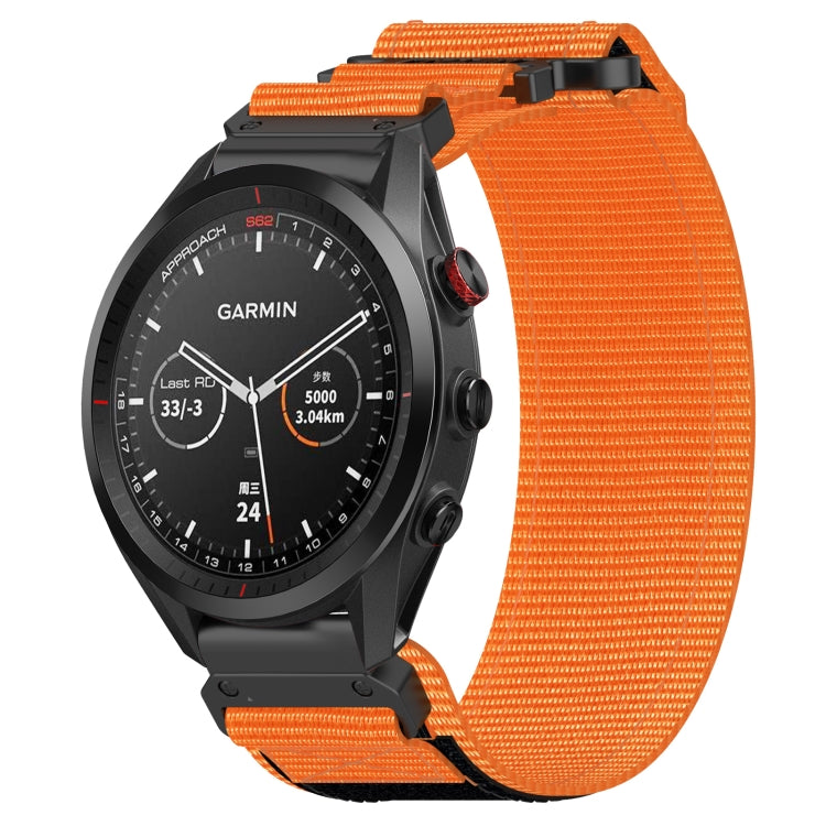 For Garmin Approach S62 22mm Nylon Hook And Loop Fastener Watch Band(Orange) - Watch Bands by PMC TechLife | Online Shopping South Africa | PMC TechLife