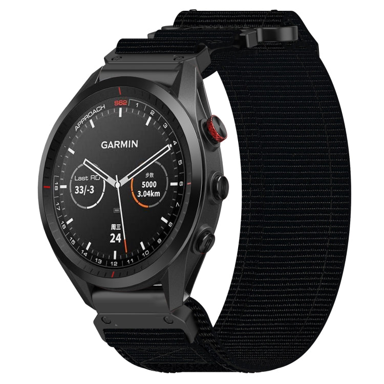 For Garmin Approach S62 22mm Nylon Hook And Loop Fastener Watch Band(Black) - Watch Bands by PMC TechLife | Online Shopping South Africa | PMC TechLife
