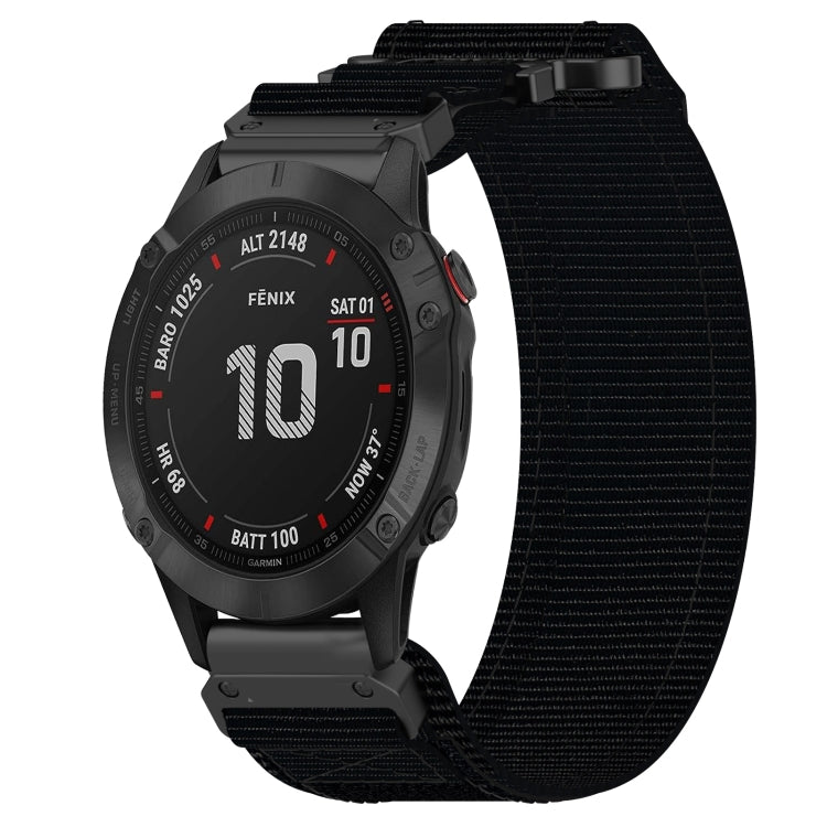 For Garmin Fenix 6 22mm Nylon Hook And Loop Fastener Watch Band(Black) - Watch Bands by PMC TechLife | Online Shopping South Africa | PMC TechLife