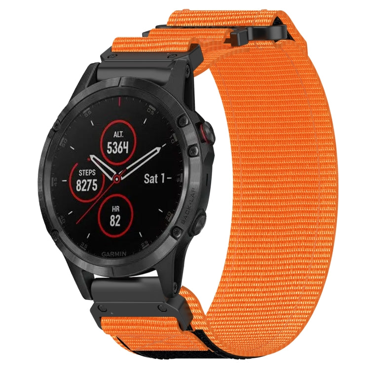 For Garmin Fenix 5 Plus 22mm Nylon Hook And Loop Fastener Watch Band(Orange) - Watch Bands by PMC TechLife | Online Shopping South Africa | PMC TechLife