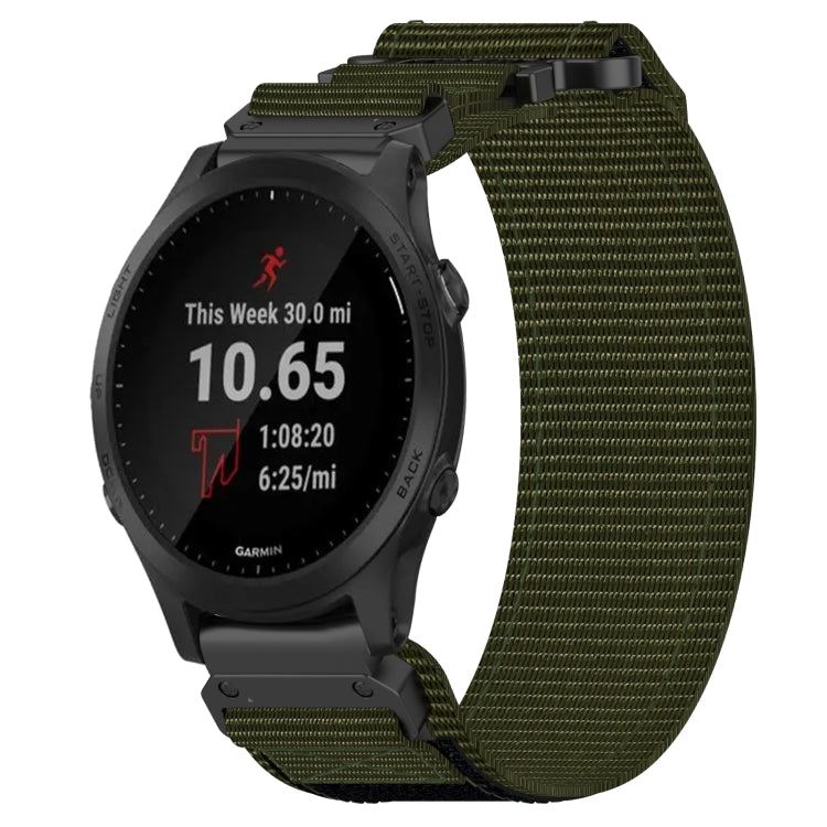 For Garmin Forerunner 945 22mm Nylon Hook And Loop Fastener Watch Band(Army Green) - Watch Bands by PMC TechLife | Online Shopping South Africa | PMC TechLife