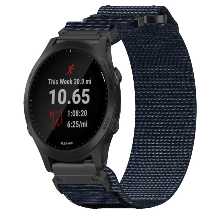 For Garmin Forerunner 945 22mm Nylon Hook And Loop Fastener Watch Band(Blue) - Watch Bands by PMC TechLife | Online Shopping South Africa | PMC TechLife