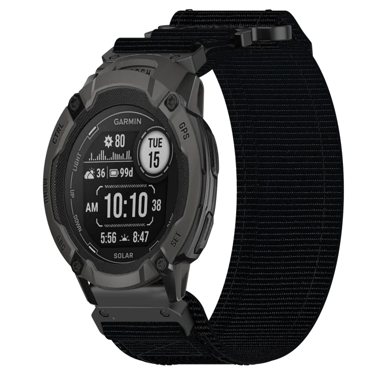 For Garmin Instinct 2 22mm Nylon Hook And Loop Fastener Watch Band(Black) - Watch Bands by PMC TechLife | Online Shopping South Africa | PMC TechLife