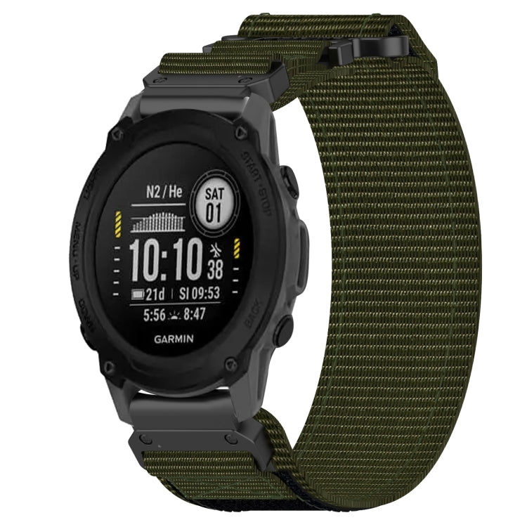 For Garmin Descent G1 22mm Nylon Hook And Loop Fastener Watch Band(Army Green) - Watch Bands by PMC TechLife | Online Shopping South Africa | PMC TechLife