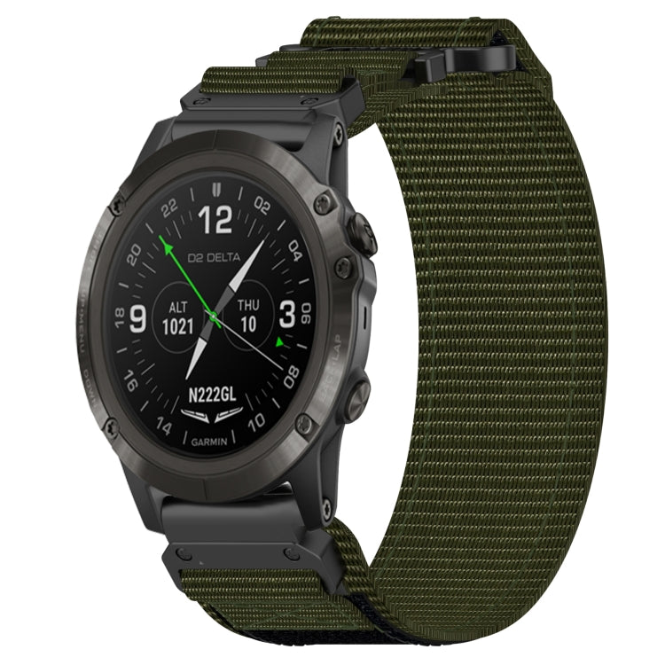 For Garmin D2 Delta PX 26mm Nylon Hook And Loop Fastener Watch Band(Army Green) - Watch Bands by PMC TechLife | Online Shopping South Africa | PMC TechLife