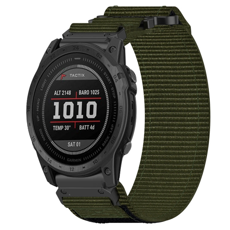 For Garmin Tactix 7 Pro 26mm Nylon Hook And Loop Fastener Watch Band(Army Green) - Watch Bands by PMC TechLife | Online Shopping South Africa | PMC TechLife