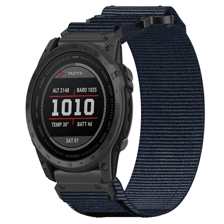 For Garmin Tactix 7 Pro 26mm Nylon Hook And Loop Fastener Watch Band(Blue) - Watch Bands by PMC TechLife | Online Shopping South Africa | PMC TechLife | Buy Now Pay Later Mobicred
