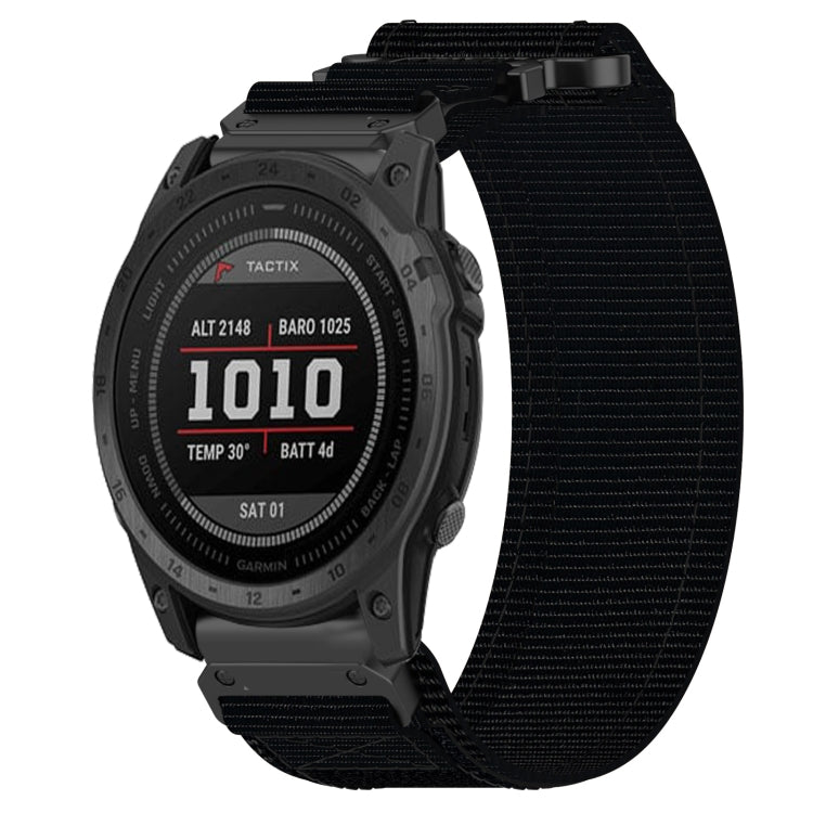 For Garmin Tactix 7 26mm Nylon Hook And Loop Fastener Watch Band(Black) - Watch Bands by PMC TechLife | Online Shopping South Africa | PMC TechLife
