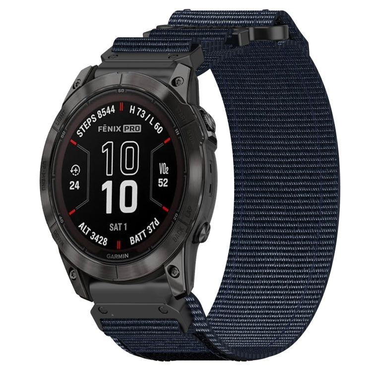 For Garmin Fenix 7X 26mm Nylon Hook And Loop Fastener Watch Band(Blue) - free shipping - PMC TechLife - Order now!