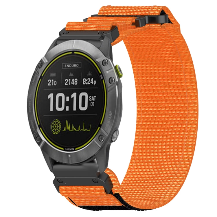 For Garmin Enduro 26mm Nylon Hook And Loop Fastener Watch Band(Orange) - Watch Bands by PMC TechLife | Online Shopping South Africa | PMC TechLife