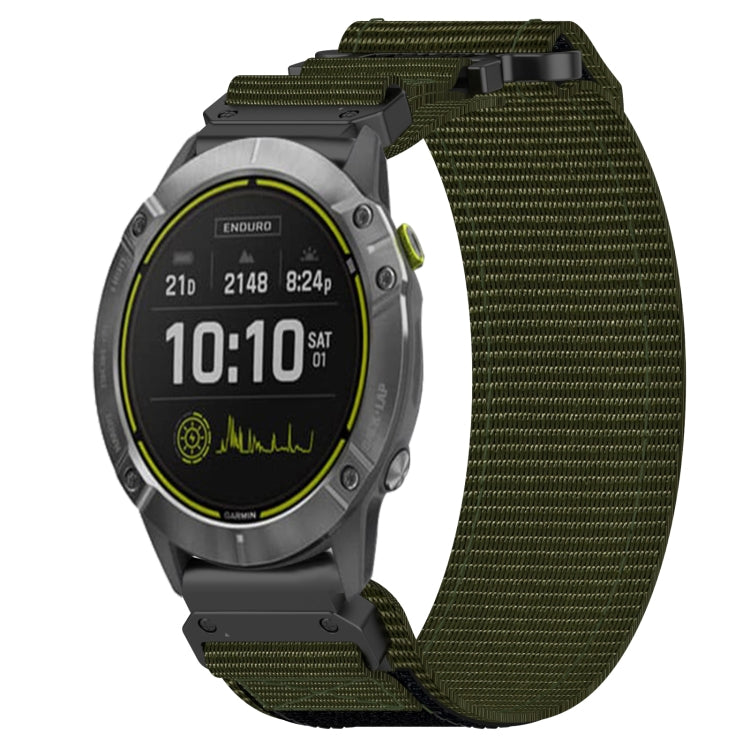 For Garmin Enduro 26mm Nylon Hook And Loop Fastener Watch Band(Army Green) - Watch Bands by PMC TechLife | Online Shopping South Africa | PMC TechLife | Buy Now Pay Later Mobicred