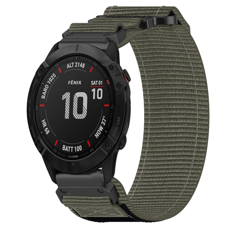For Garmin Fenix 6X Sapphire 26mm Nylon Hook And Loop Fastener Watch Band(Grey) - Watch Bands by PMC TechLife | Online Shopping South Africa | PMC TechLife