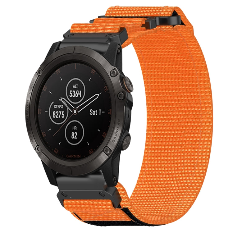 For Garmin Fenix 5X Plus 26mm Nylon Hook And Loop Fastener Watch Band(Orange) - Watch Bands by PMC TechLife | Online Shopping South Africa | PMC TechLife