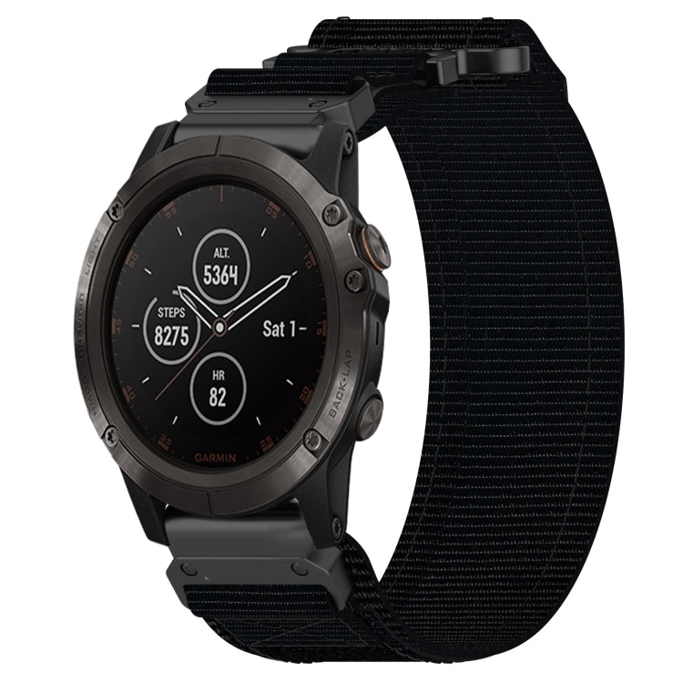 For Garmin Fenix 5X Plus 26mm Nylon Hook And Loop Fastener Watch Band(Black) - Watch Bands by PMC TechLife | Online Shopping South Africa | PMC TechLife
