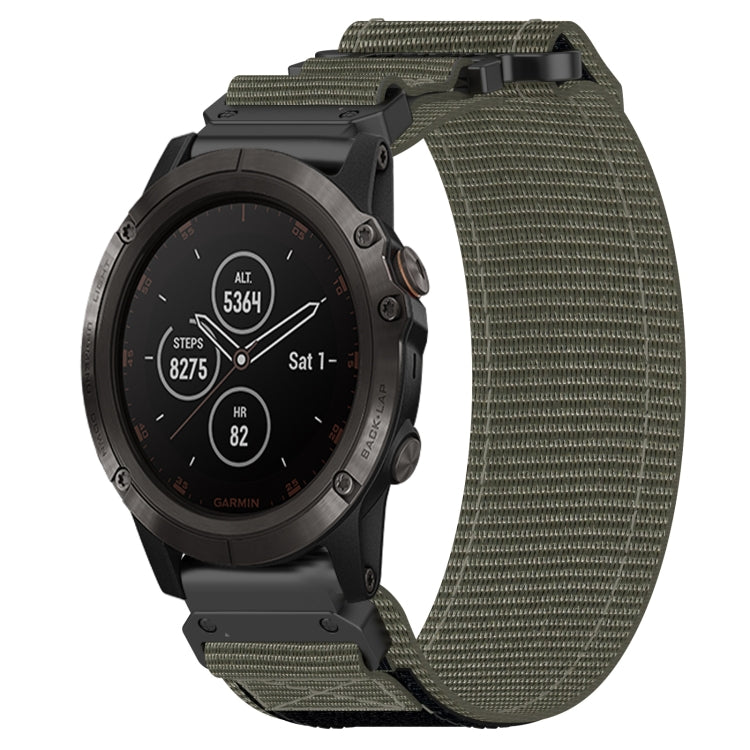 For Garmin Fenix 5X Plus 26mm Nylon Hook And Loop Fastener Watch Band(Grey) - Watch Bands by PMC TechLife | Online Shopping South Africa | PMC TechLife