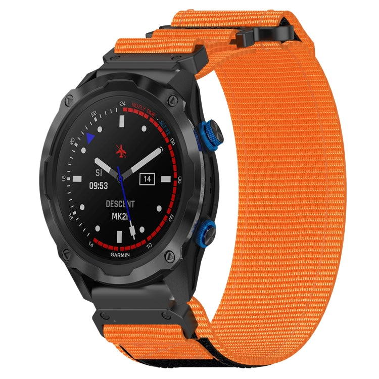 For Garmin Descent MK 2 26mm Nylon Hook And Loop Fastener Watch Band(Orange) - Watch Bands by PMC TechLife | Online Shopping South Africa | PMC TechLife