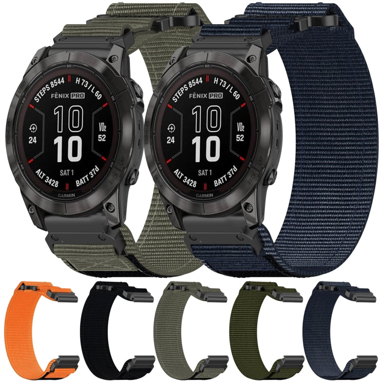 For Garmin Fenix 6X Sapphire 26mm Nylon Hook And Loop Fastener Watch Band(Black) - Watch Bands by PMC TechLife | Online Shopping South Africa | PMC TechLife