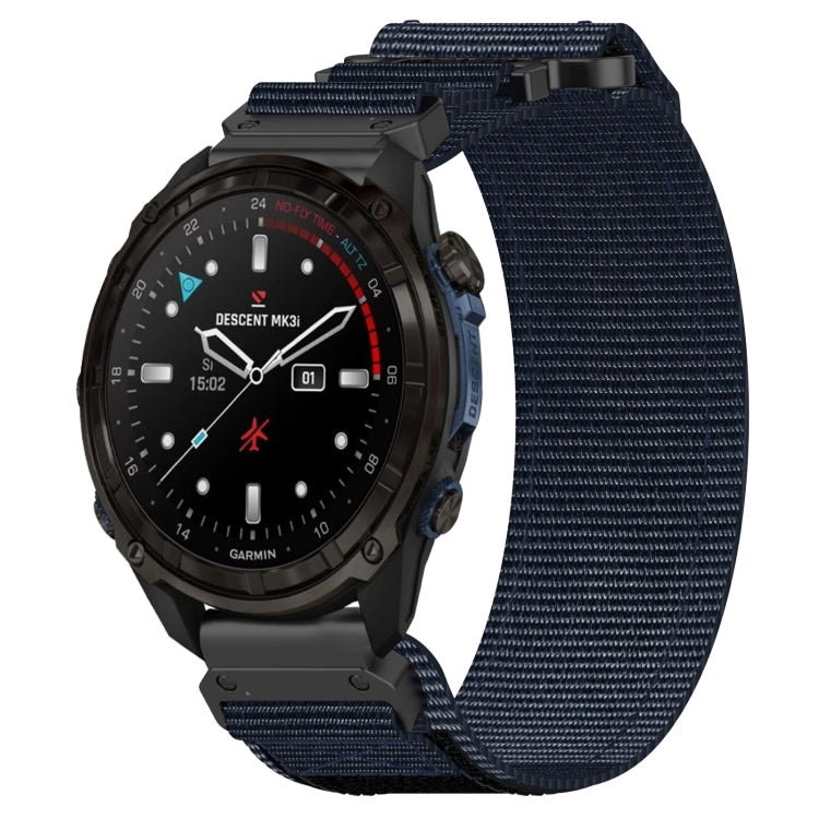 For Garmin Descent Mk3 43mm 20mm Nylon Hook And Loop Fastener Watch Band(Blue) - Watch Bands by PMC TechLife | Online Shopping South Africa | PMC TechLife