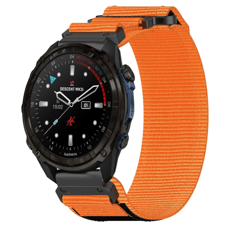For Garmin Descent Mk3i 43mm 20mm Nylon Hook And Loop Fastener Watch Band(Orange) - Watch Bands by PMC TechLife | Online Shopping South Africa | PMC TechLife