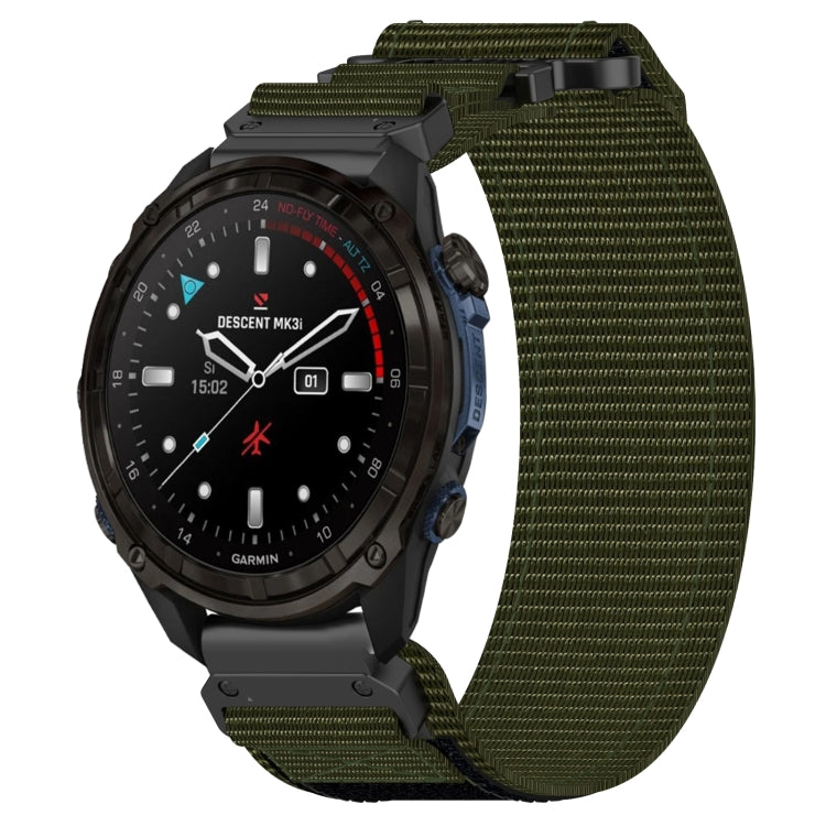 For Garmin Descent Mk3i 43mm 20mm Nylon Hook And Loop Fastener Watch Band(Army Green) - Watch Bands by PMC TechLife | Online Shopping South Africa | PMC TechLife
