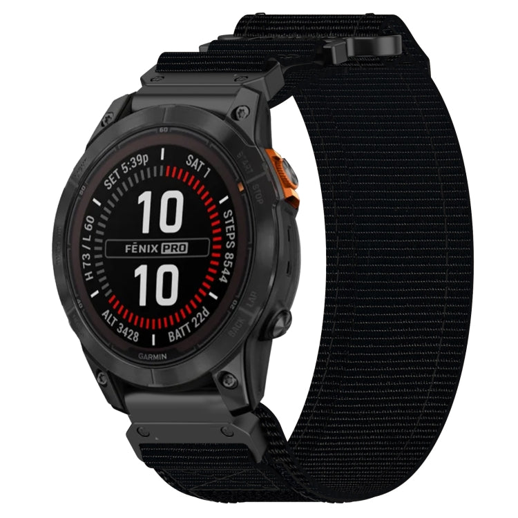 For Garmin Fenix 7S Pro 42mm 20mm Nylon Hook And Loop Fastener Watch Band(Black) - Watch Bands by PMC TechLife | Online Shopping South Africa | PMC TechLife