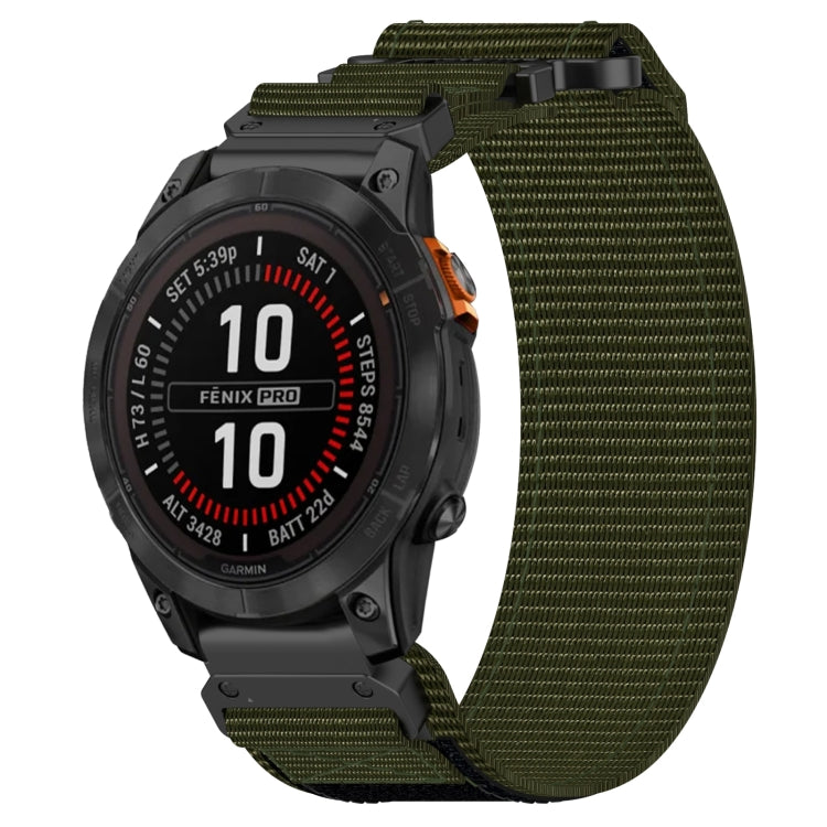 For Garmin Fenix 7S Pro 42mm 20mm Nylon Hook And Loop Fastener Watch Band(Army Green) - Watch Bands by PMC TechLife | Online Shopping South Africa | PMC TechLife