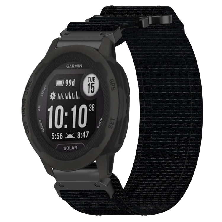 For Garmin Instinct 2S 20mm Nylon Hook And Loop Fastener Watch Band(Black) - Watch Bands by PMC TechLife | Online Shopping South Africa | PMC TechLife | Buy Now Pay Later Mobicred