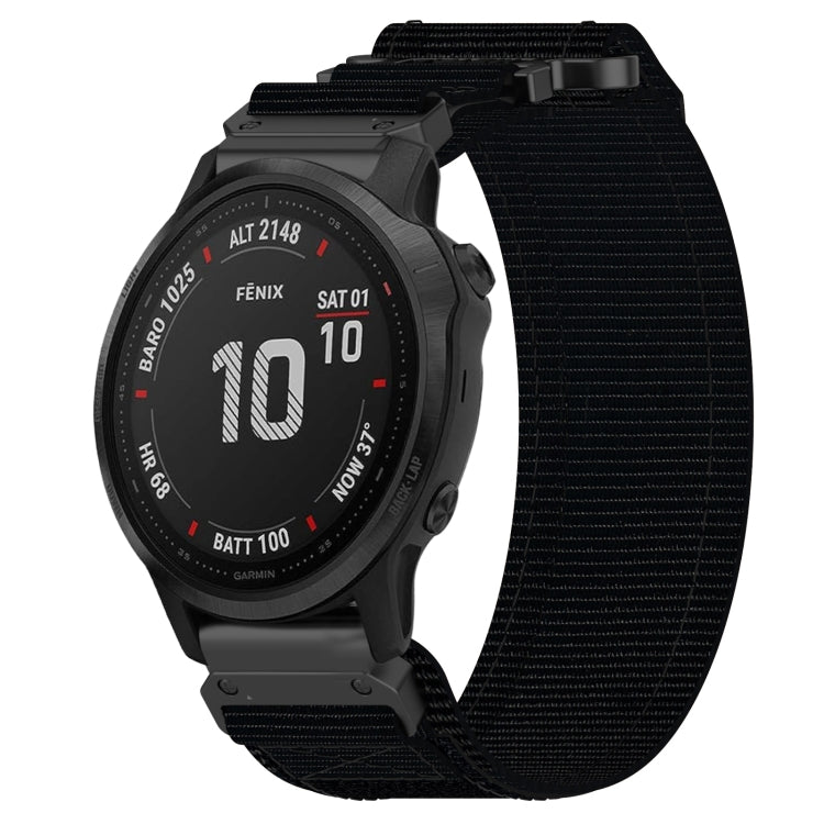 For Garmin Fenix 6S Pro 20mm Nylon Hook And Loop Fastener Watch Band(Black) - Watch Bands by PMC TechLife | Online Shopping South Africa | PMC TechLife