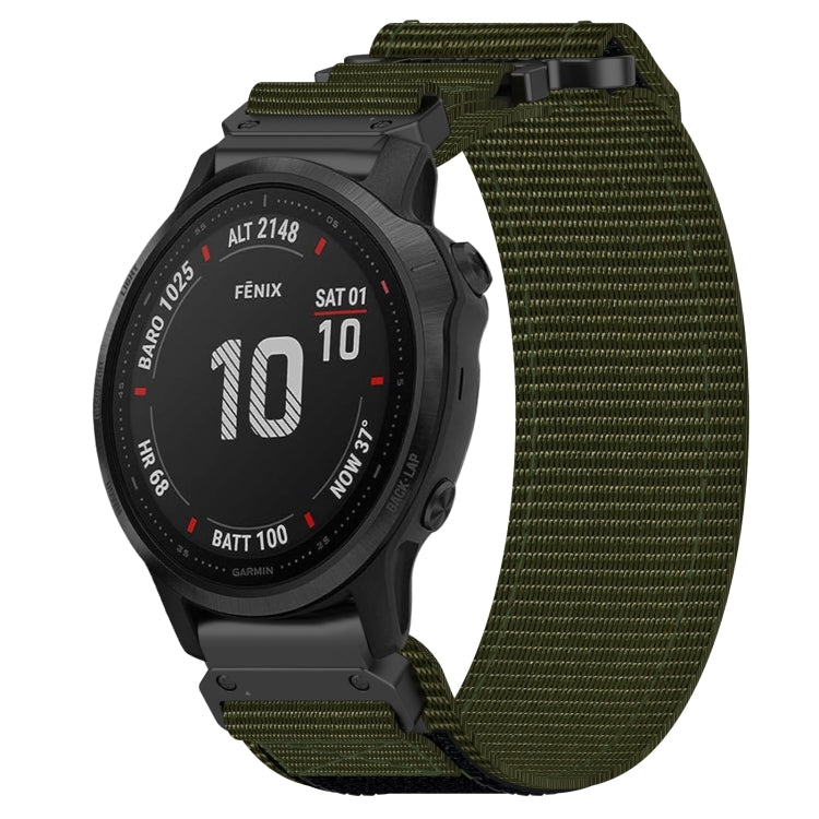 For Garmin Fenix 6S Pro 20mm Nylon Hook And Loop Fastener Watch Band(Army Green) - Watch Bands by PMC TechLife | Online Shopping South Africa | PMC TechLife