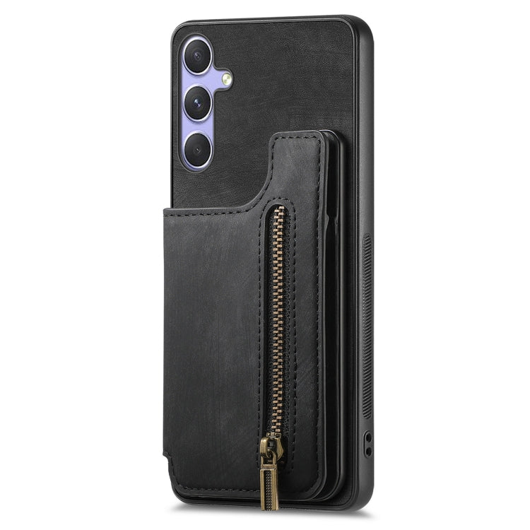 For Samsung Galaxy S25 5G Retro Leather Zipper Wallet Back Phone Case(Black) - free shipping - PMC Jewellery - Order now!