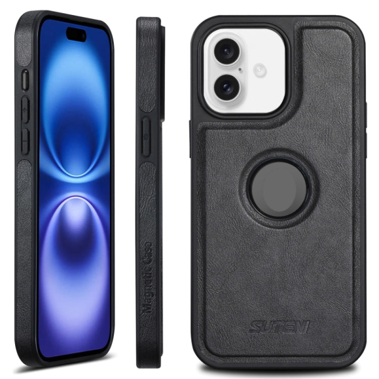 For iPhone 16 Suteni G1 Magsafe Leather Back Phone Case(Black) - iPhone 15 Pro Max Cases by Suteni | Online Shopping South Africa | PMC Jewellery | Buy Now Pay Later Mobicred