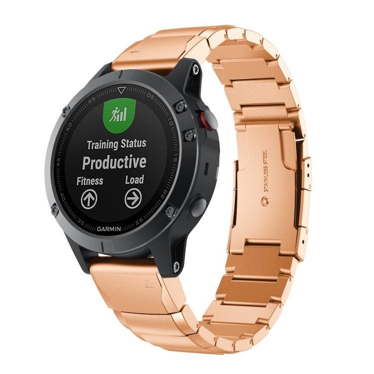 For Garmin Fenix 7S Tortoise Shell 20mm Stainless Steel Watch Band(Rose Gold) - free shipping - PMC TechLife - Order now!