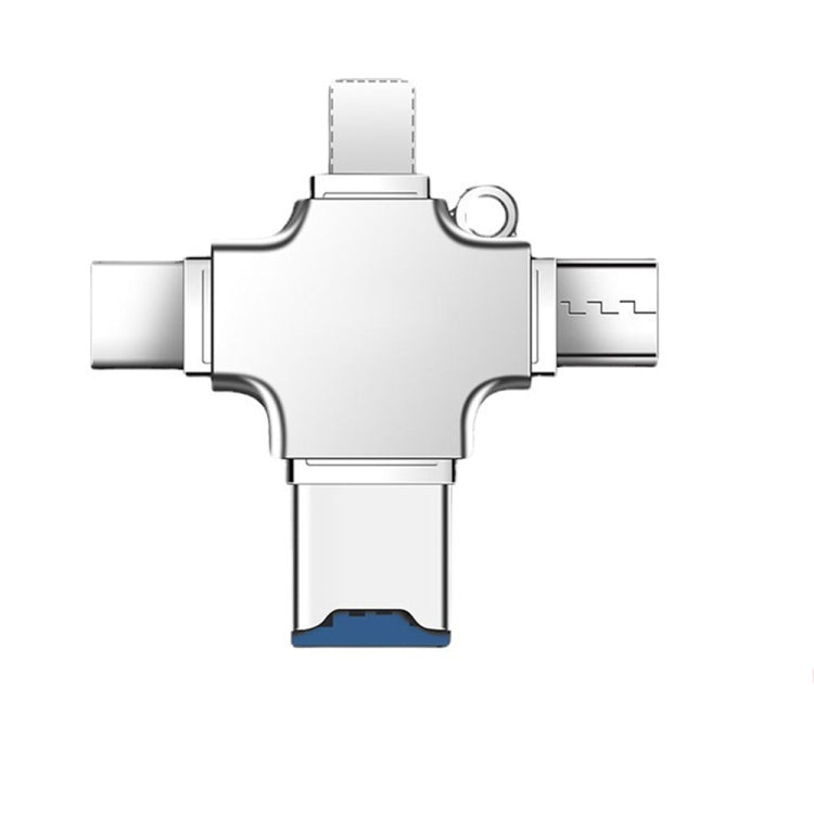 4 in 1 USB-C / Type-C  USB 2.0 + Micro USB + 8 Pin Adapter TF Card Reader, Memory Card:No Memory(Sliver) - U Disk & Card Reader by PMC TechLife | Online Shopping South Africa | PMC TechLife | Buy Now Pay Later Mobicred