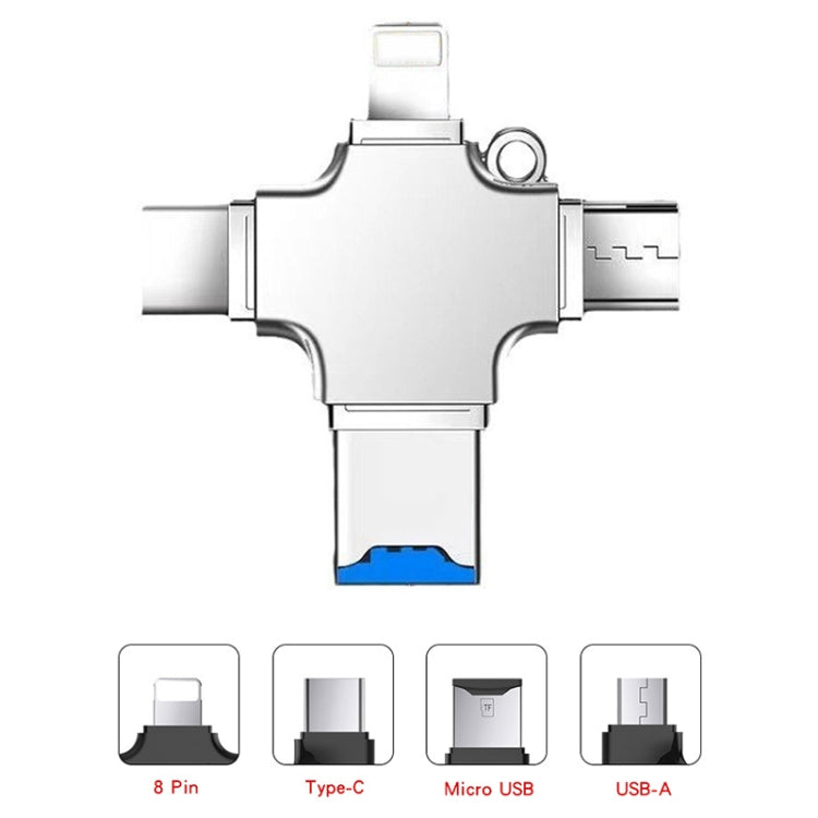 4 in 1 USB-C / Type-C  USB 2.0 + Micro USB + 8 Pin Adapter TF Card Reader, Memory Card:16GB(Sliver) - free shipping - PMC TechLife - Order now!