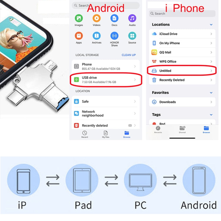 4 in 1 USB-C / Type-C  USB 2.0 + Micro USB + 8 Pin Adapter TF Card Reader, Memory Card:32GB(Sliver) - U Disk & Card Reader by PMC TechLife | Online Shopping South Africa | PMC TechLife | Buy Now Pay Later Mobicred
