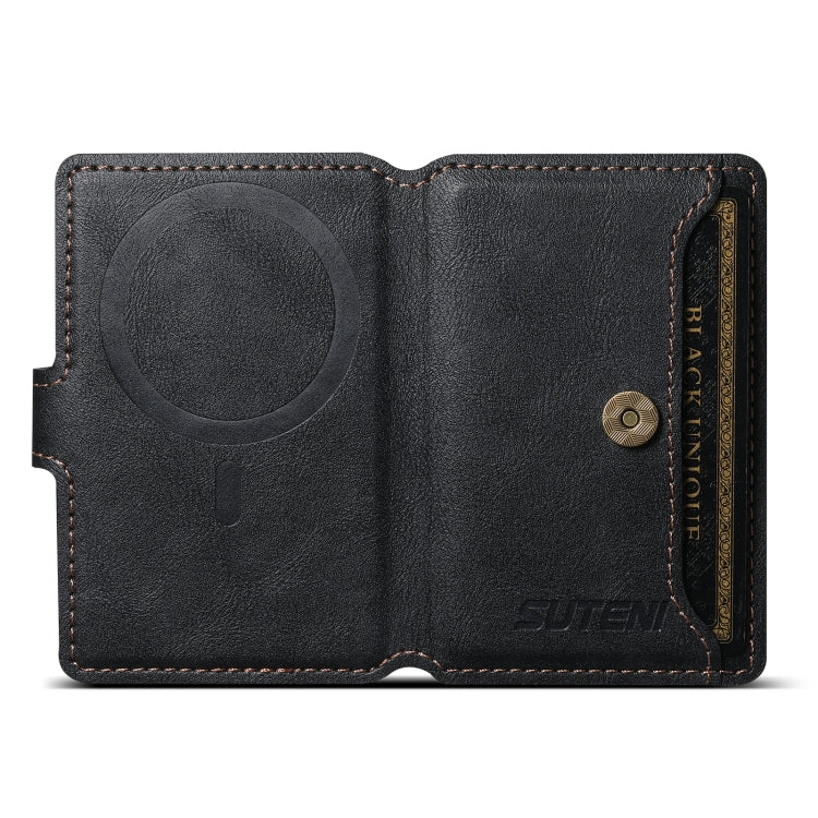 Suteni S2 Phone Magnetic Card Case Card Sleeve MagSafe Magnetic Coil PU Leather(Black) - free shipping - PMC Jewellery - Order now!