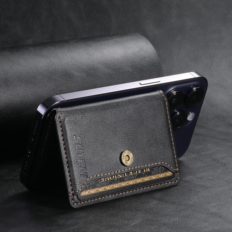 Suteni S2 Phone Magnetic Card Case Card Sleeve MagSafe Magnetic Coil PU Leather(Black) - free shipping - PMC Jewellery - Order now!