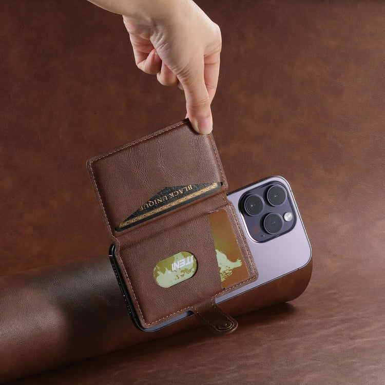Suteni S2 Phone Magnetic Card Case Card Sleeve MagSafe Magnetic Coil PU Leather(Brown) - Adhesive Card Holders by Suteni | Online Shopping South Africa | PMC Jewellery | Buy Now Pay Later Mobicred